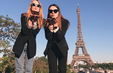 Women at Eiffel Tower