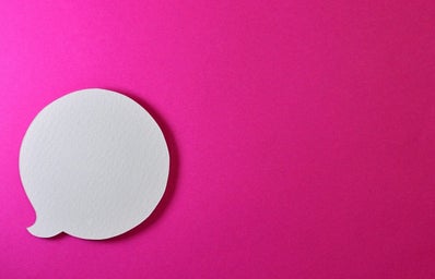 white voice bubble with hot pink background