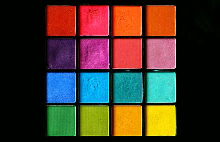 Rainbow pressed powder eye shadow make-up palette