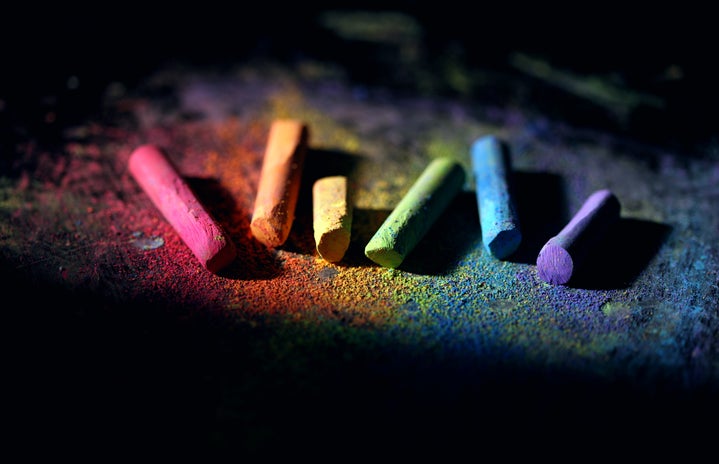 Rainbow chalk on black