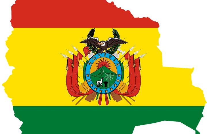Flag and borders of Bolivia