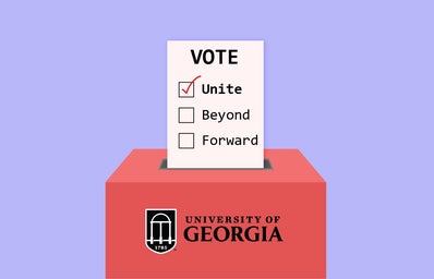 Graphic of a voting ballot for UGA. Unite is selected.