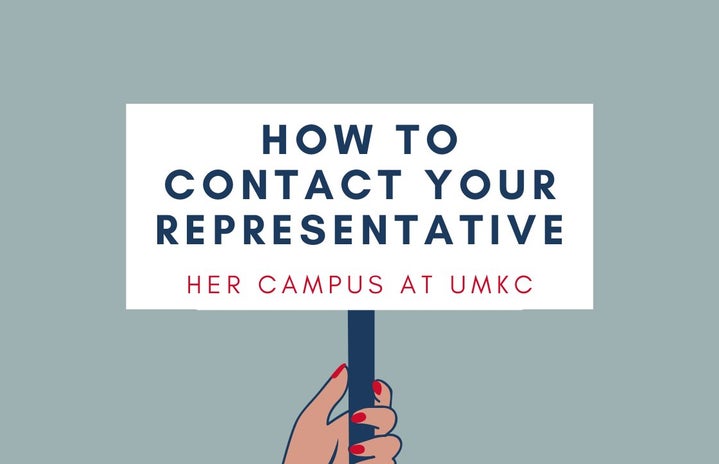 Hero image of woman holding sign that states \"How to Contact Your Representative\"