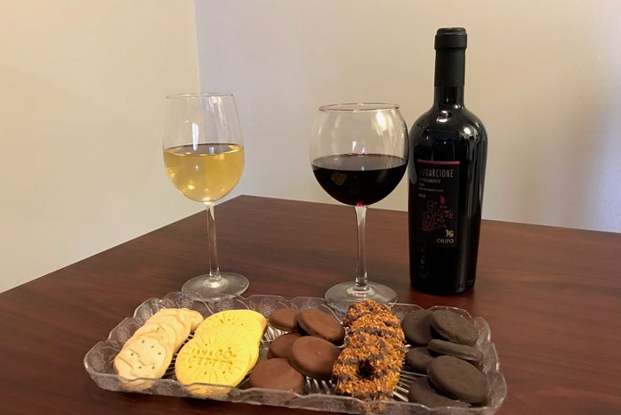 Girl Scout cookies and wine