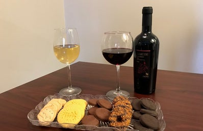 Girl Scout cookies and wine