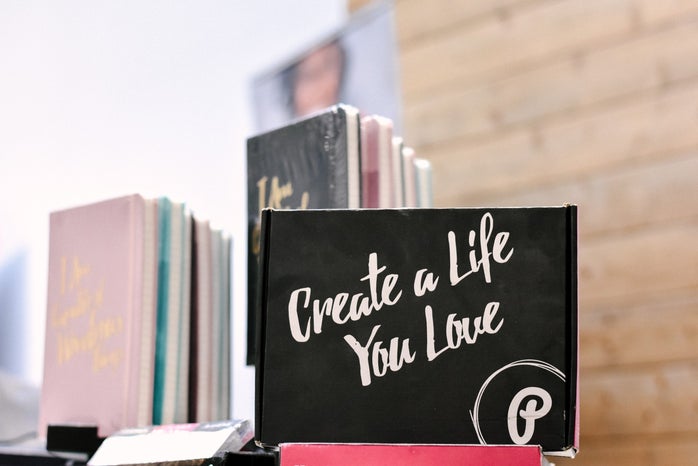 Notebook with "create a life you love" written on it