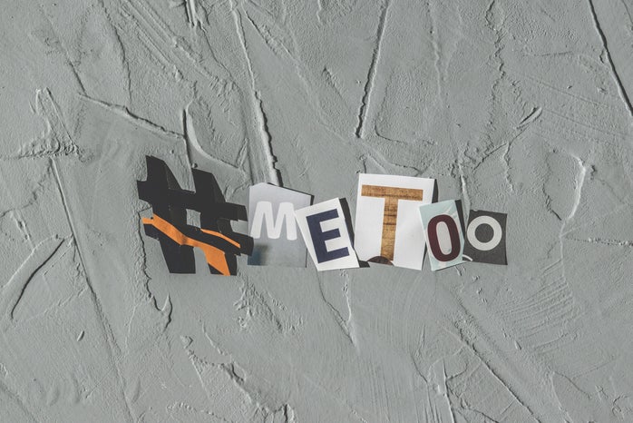 hashtag # me too with magazine cut outs