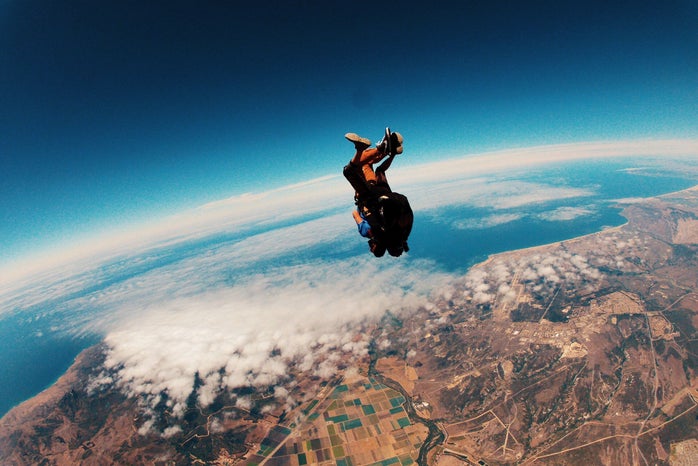 Person skydiving