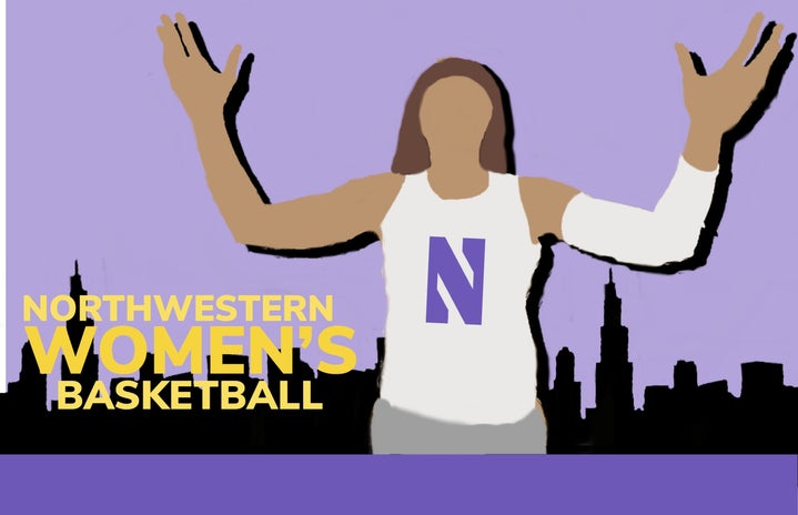 A graphic illustration of the Northwestern Women\'s Basketball team