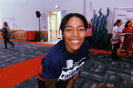 Elisha Calhoun (writer) participating in RAISEred, the 18 hour dance marathon.