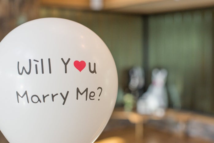 will you marry me sign with a heart