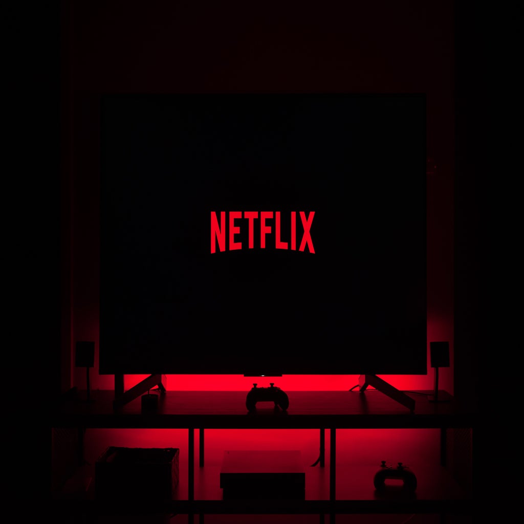 netflix logo on flat screen tv