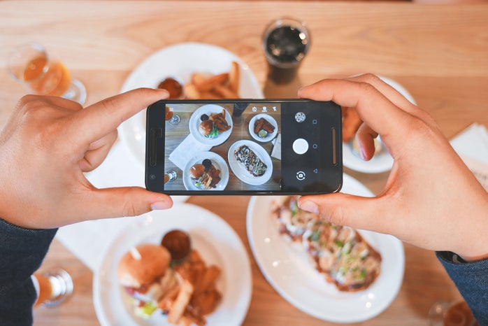person snapping food