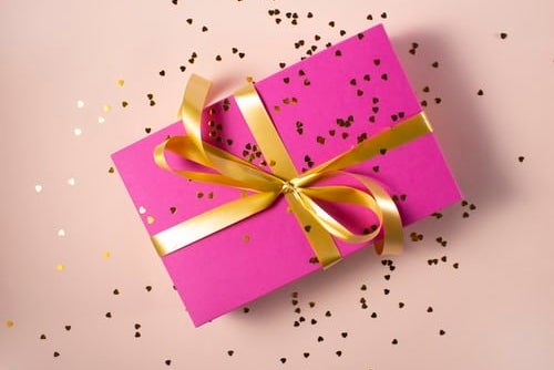 Pink wrapped gift box