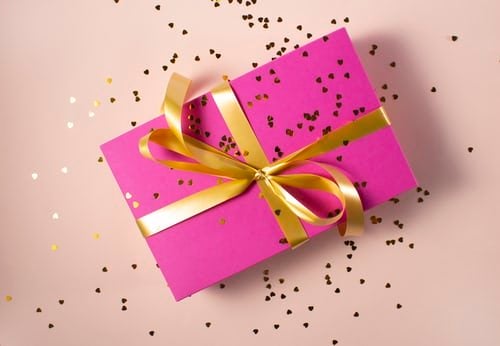 Pink wrapped gift box