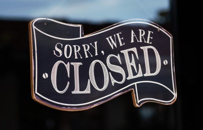 sorry we\'re closed sign