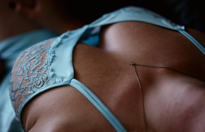 Close Up of a Female Bra. Women`s Bras are Hung in Women`s