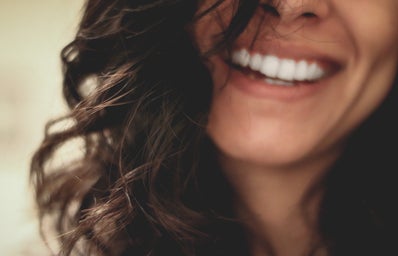 close-up of a woman\'s smile