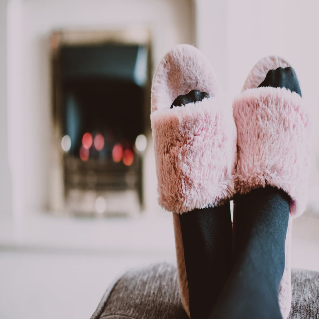 pink fuzzy slippers