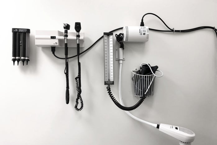 wall with medical instruments