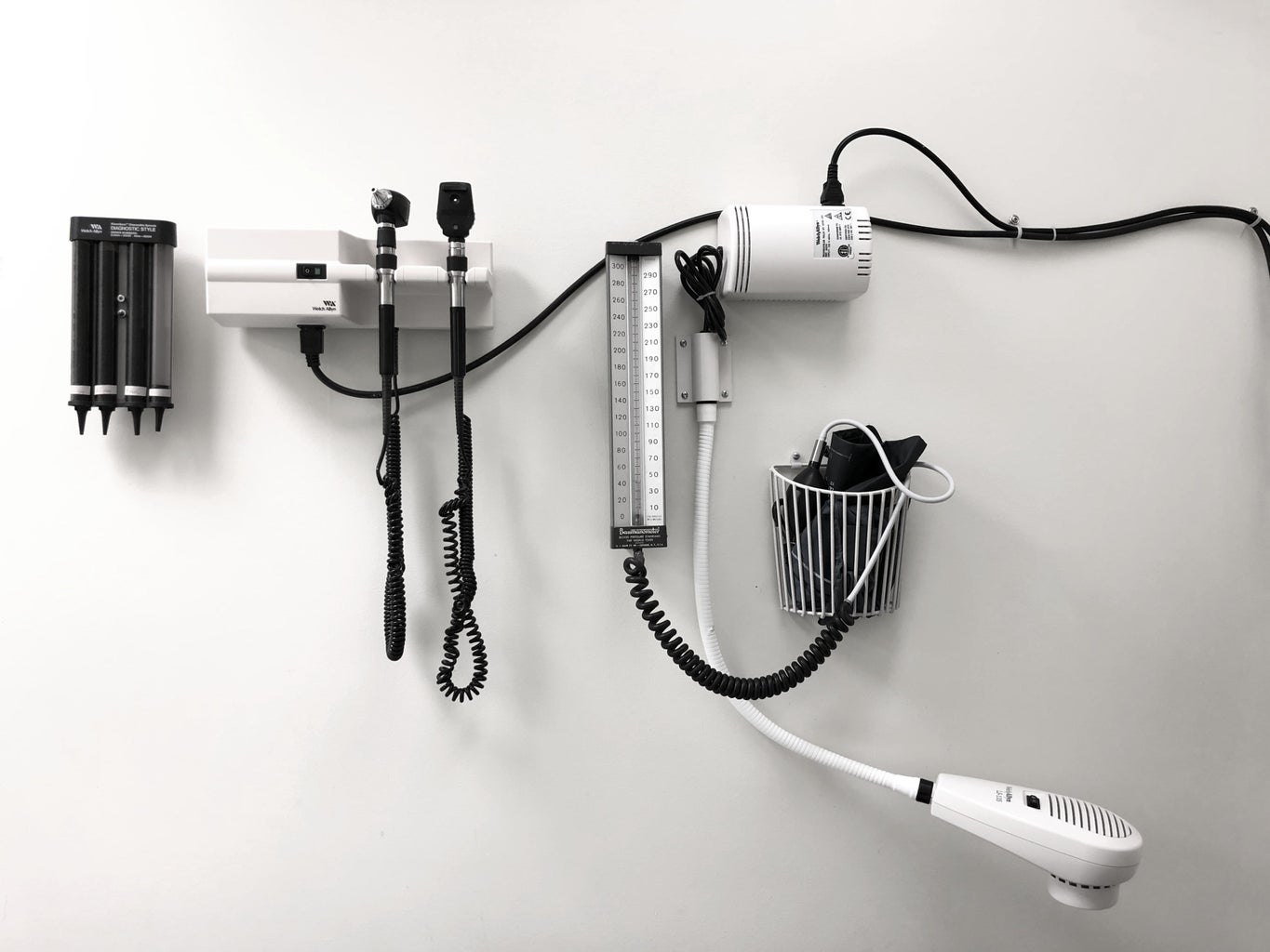 wall with medical instruments