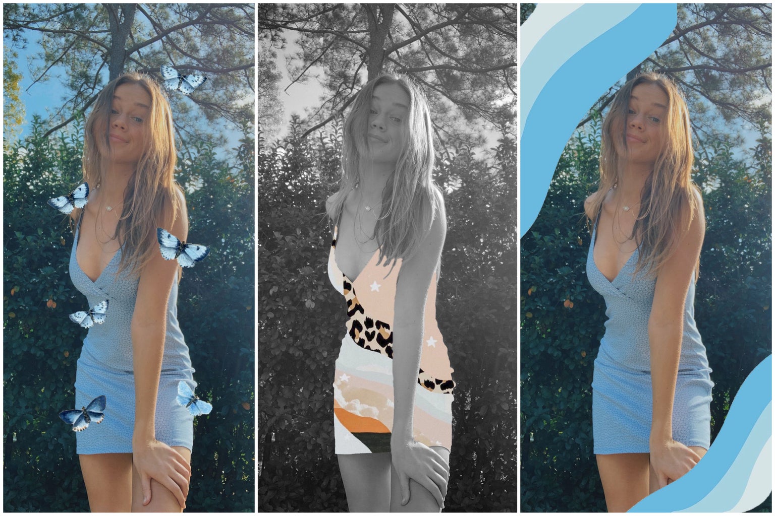 three photos of me edited using photoshop mix