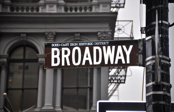black and white Broadway signboard