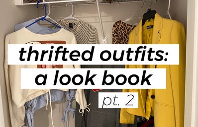 An edited photo of thrifted clothing items