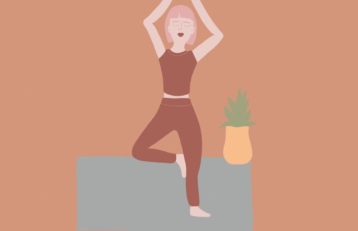 Drawing of a girl doing yoga