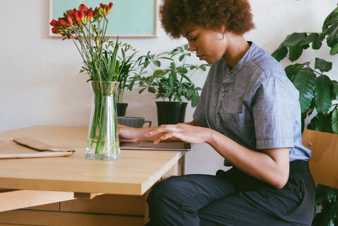 woman on tablet