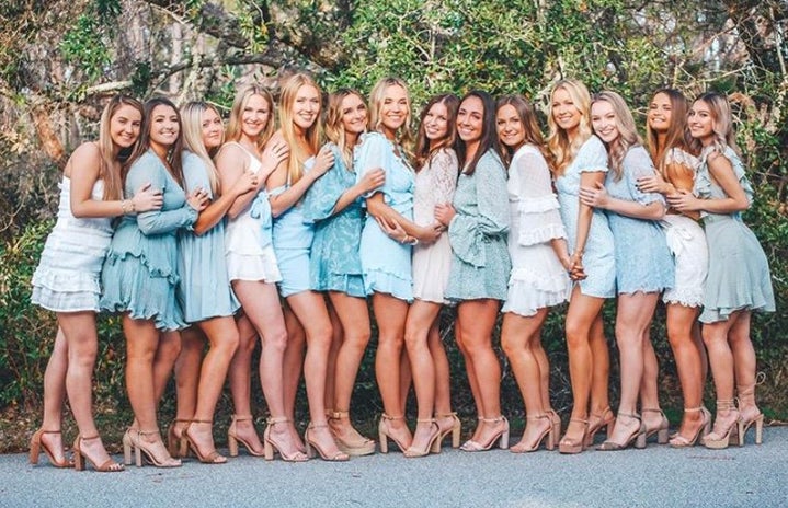 The executive board of alpha chi omega at FSU. This picture is important to the profile piece.