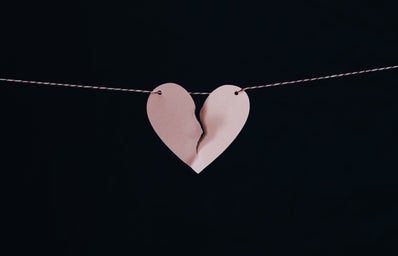 Picture of a broken heart on a string