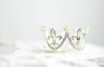 silver pageant crown with white background
