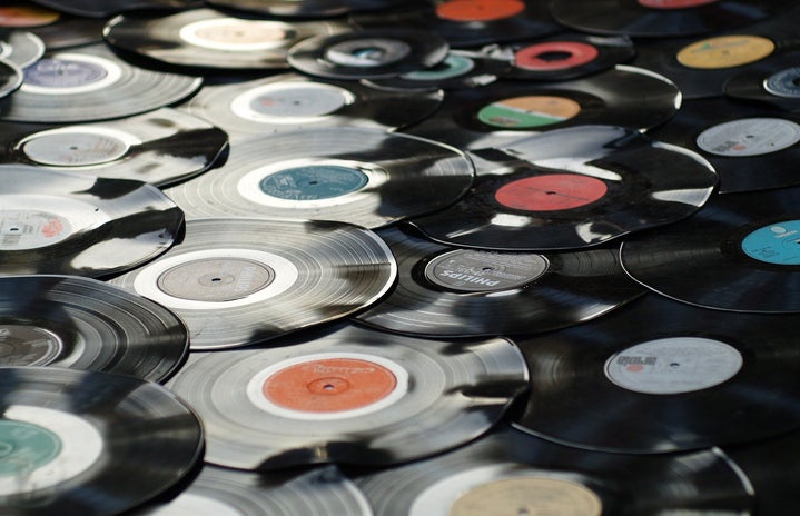 a pile of vinyl records