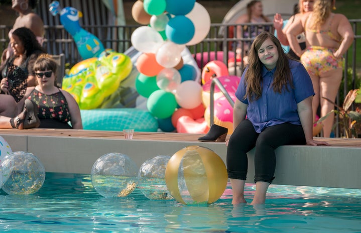 Shrill pool party scene from Hulu