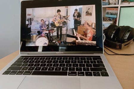 concert being streamed on a computer