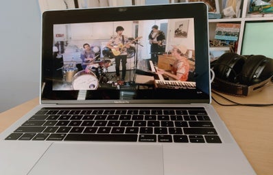 concert being streamed on a computer