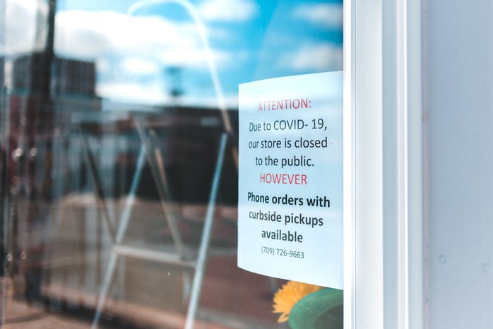 Storefront Coronavirus note