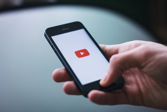 smartphone with youtube logo