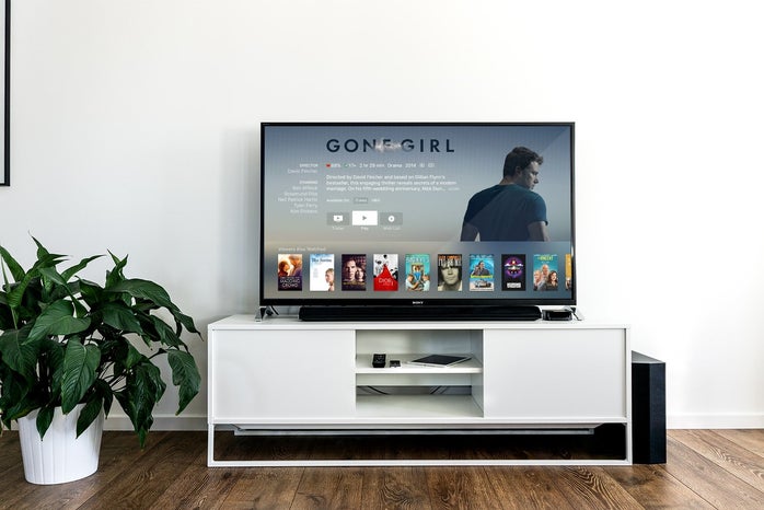 flat screen TV showing