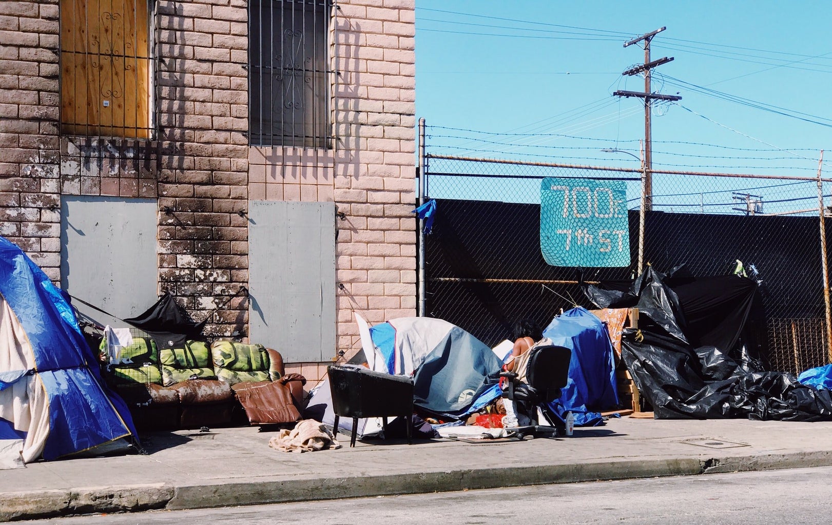 Homeless blue tents