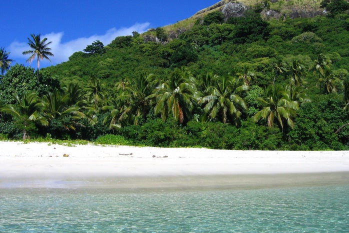Tropical beach on an island in Fiji