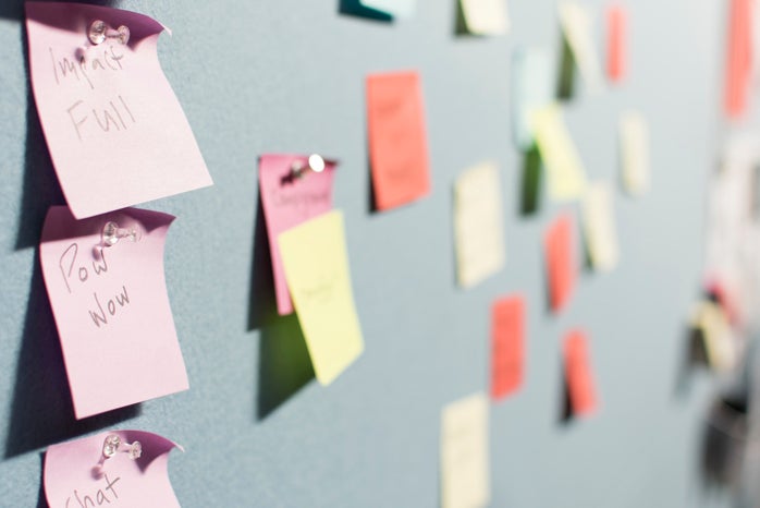 notes pinned to a board