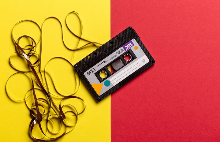 mixtape on a red and yellow background