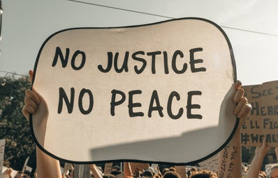 no justice no peace protest sign