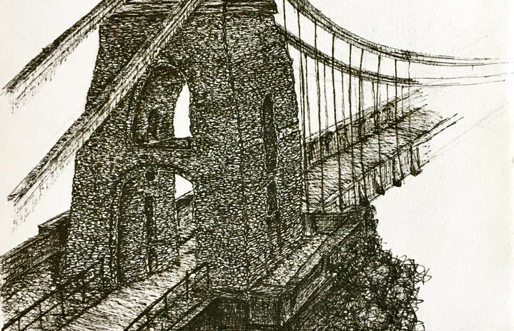 Drawing of Bristol Suspension Bridge