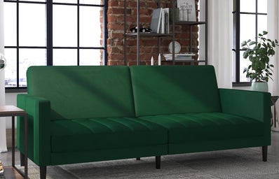 Liam Futon Couch Green Velvet?width=398&height=256&fit=crop&auto=webp