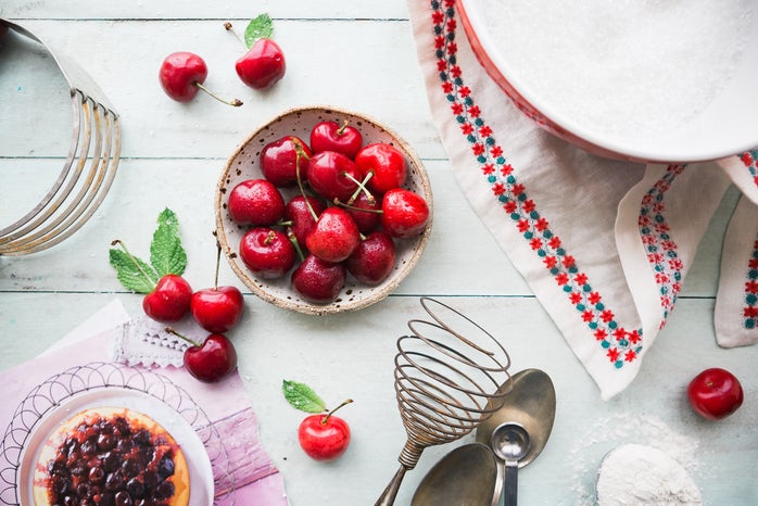 red berries in bowl on table