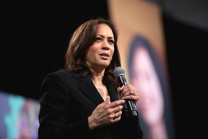 kamala harris speaking at an event