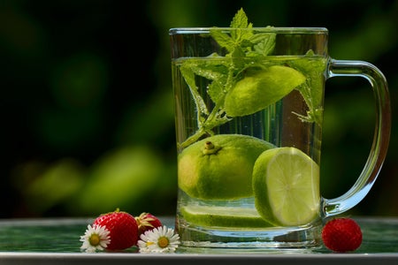 Lime tea in a clear glass